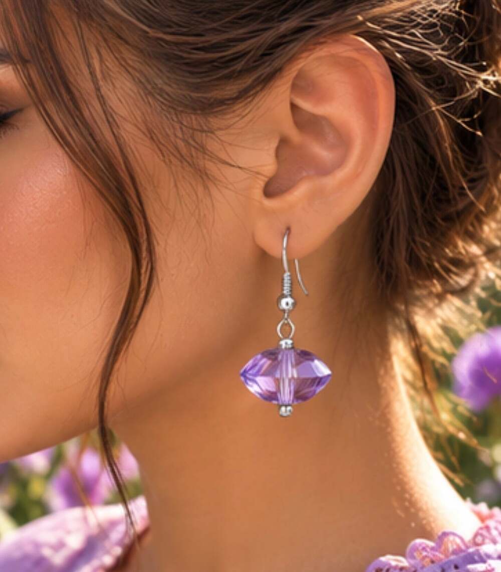 BOGO FREE LAVENDER BEAD DANGLE EARRINGS